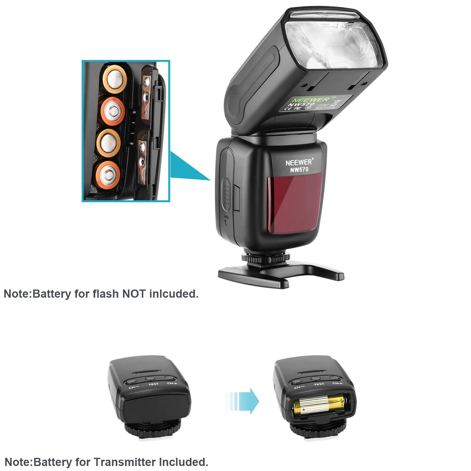 Neewer Flash Speedlite with 2.4G Wireless System and 15 Channel Transmitter