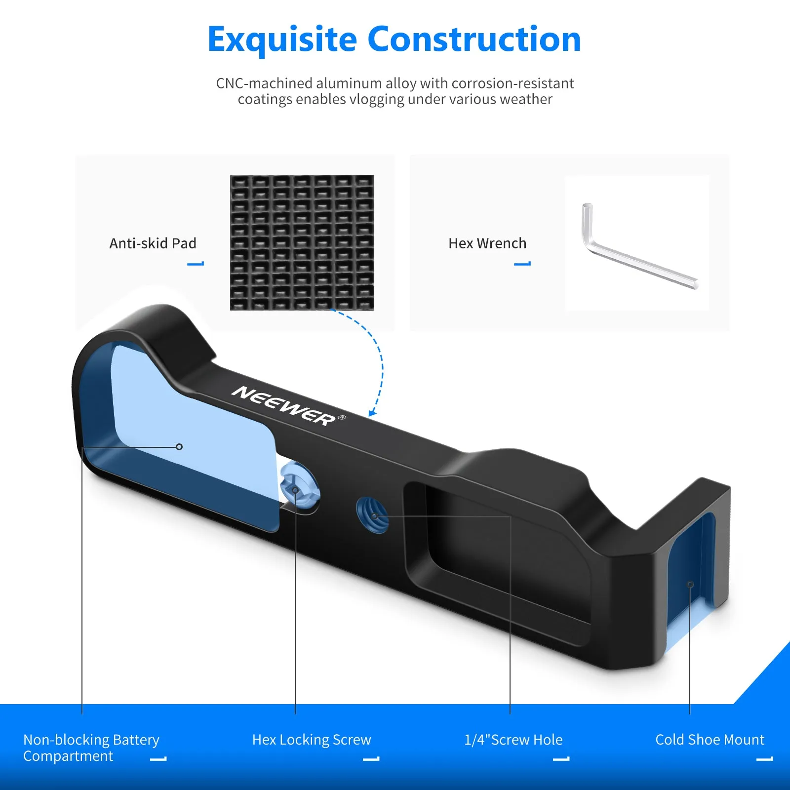 NEEWER Metal Bracket Hand Grip for Canon G7 X Mark II/III