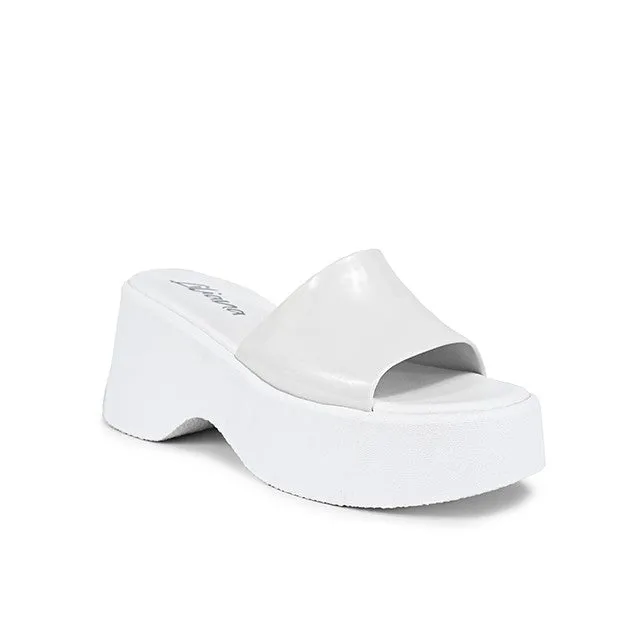 ONG-1 White Faux Patent - Open Toe