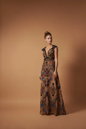 Ornamental Maxi Dress with Tasseled Back