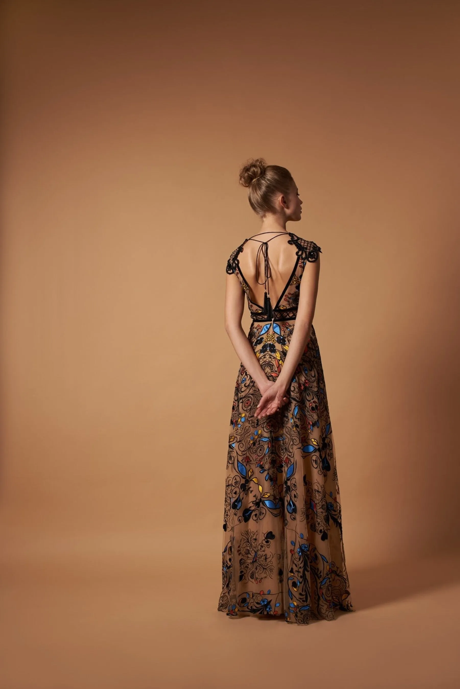 Ornamental Maxi Dress with Tasseled Back