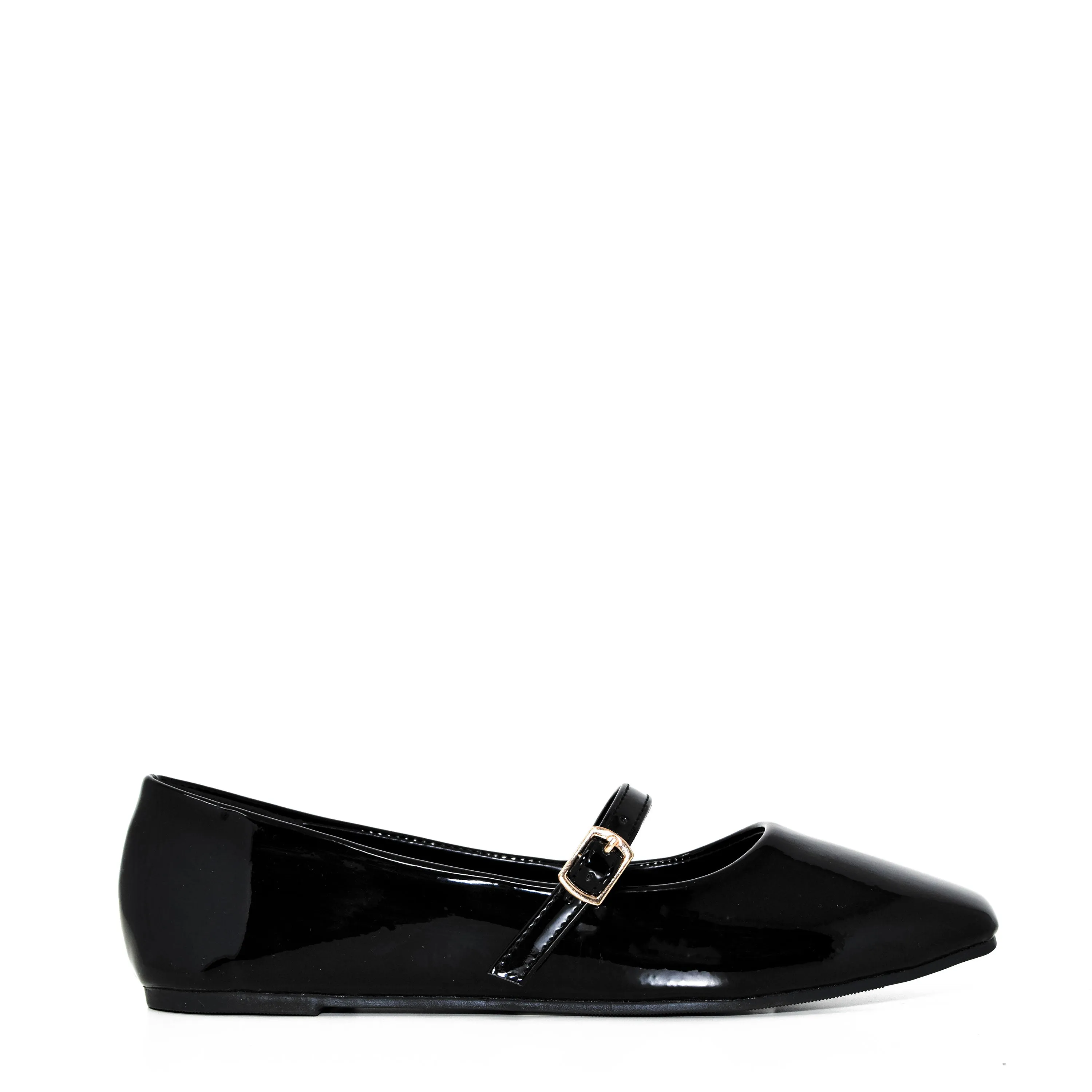 PIPPO-08 Patent Square Toe Single Strap Mary Jane Ballet Flats