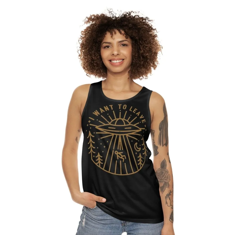 "I Want To Leave" Unisex Science Fiction Tank Top