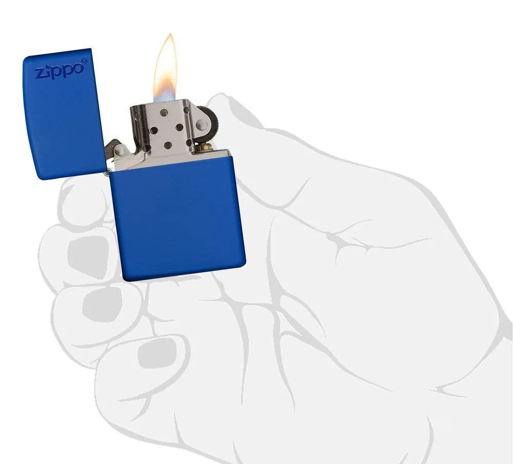 Royal Blue Matte Zippo Logo