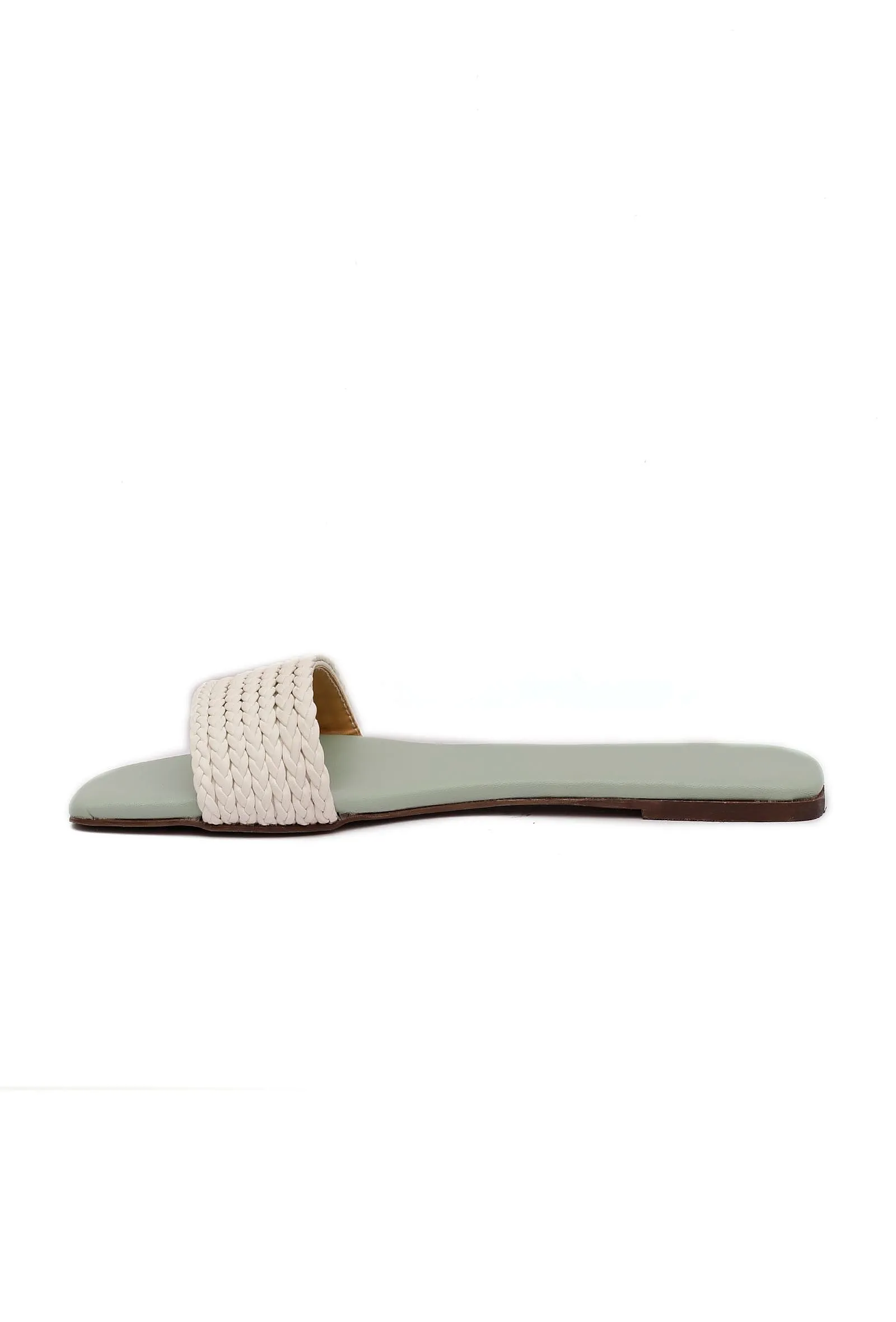 Sage Green Braided Cruelty Free Leather Flats