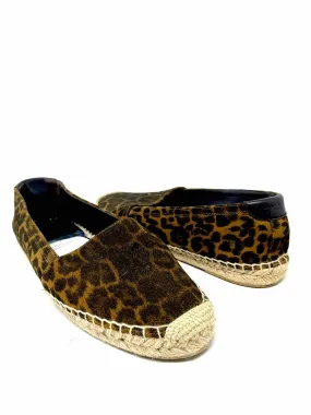 Saint Laurent Women's Tan/Brown Espadrille Suede Animal Print Size 39/9 Flats