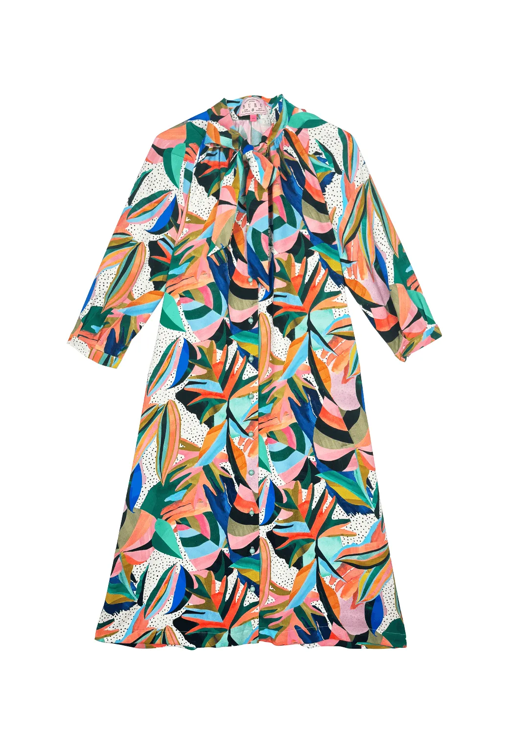 SAMPLE - Bow Housecoat - Abstract Palm