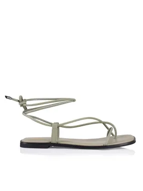 Sava Tie Up Sandals - Olive Leather