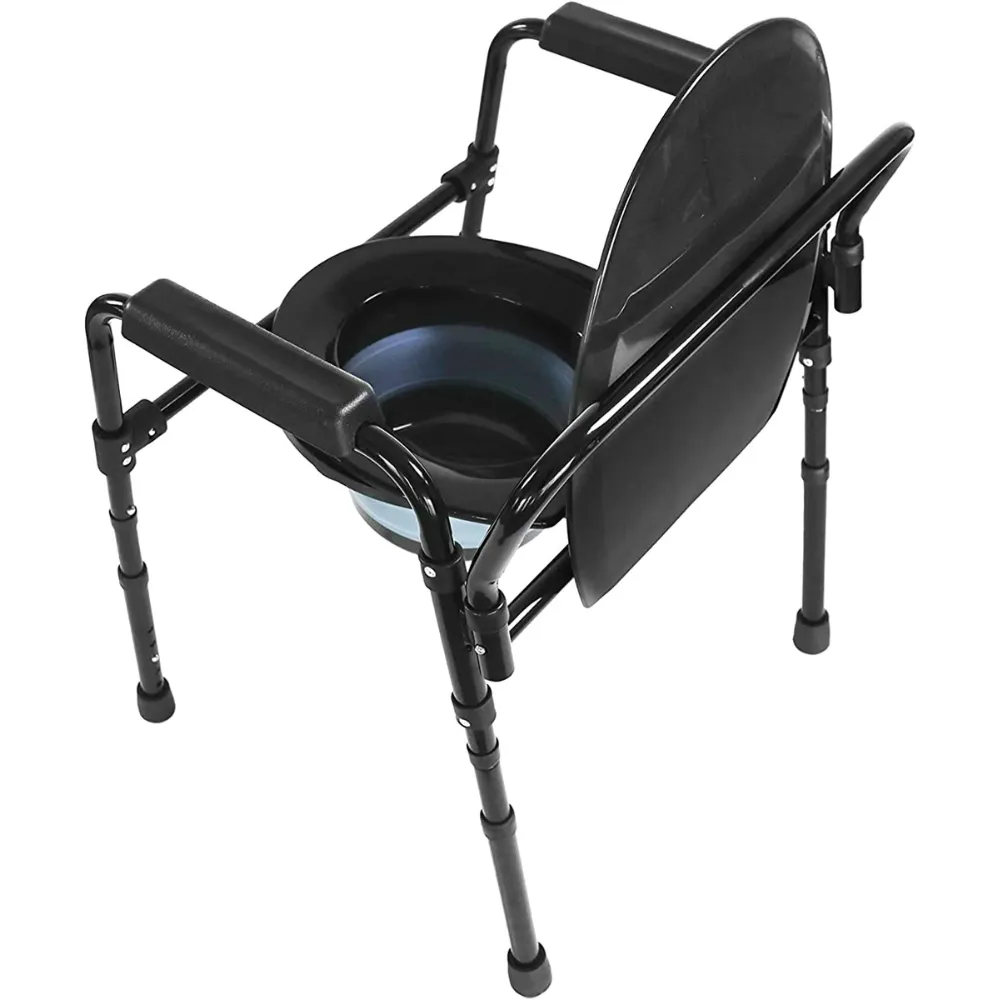 Silla Orinal con Asiento Ajustable (3 en 1), Silla Elevador WC, Silla Ducha para Ancianos Negra | PEPE