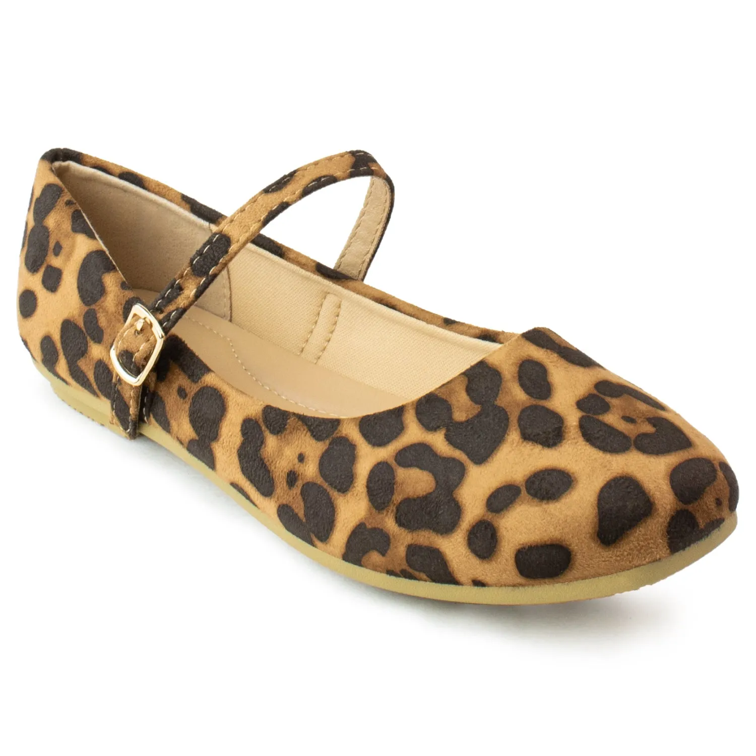 Square Toe Mary Jane Ballet Flats LEOPARD