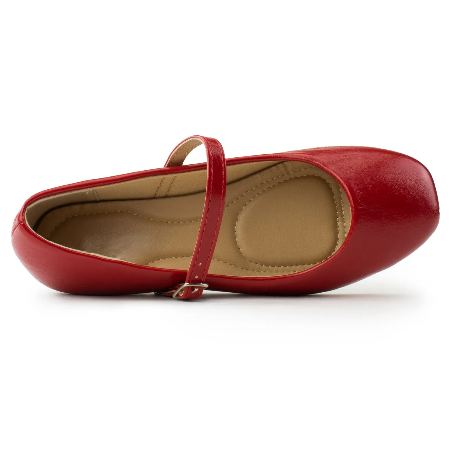 Square Toe Mary Jane Ballet Flats RED