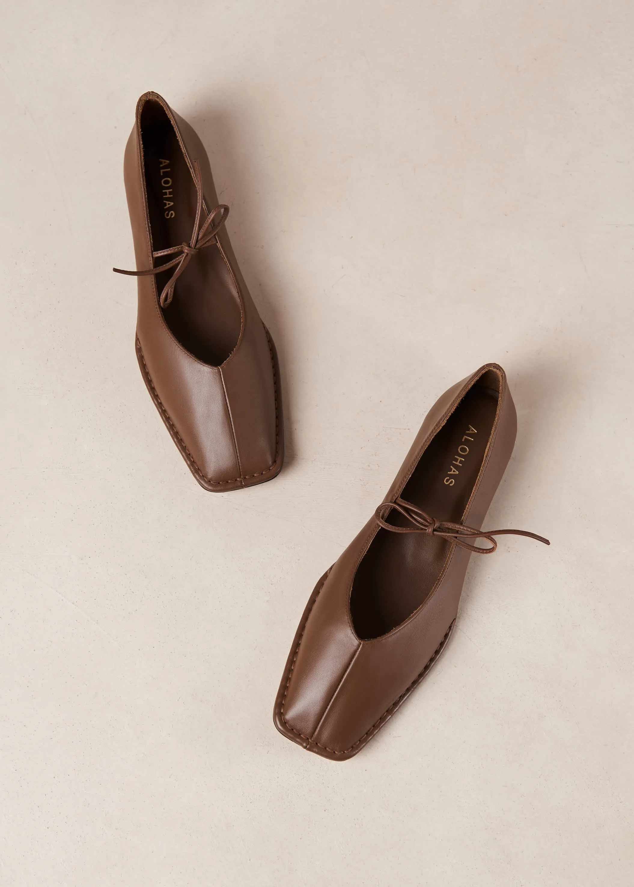 Sway Leather Flats - Chestnut Brown