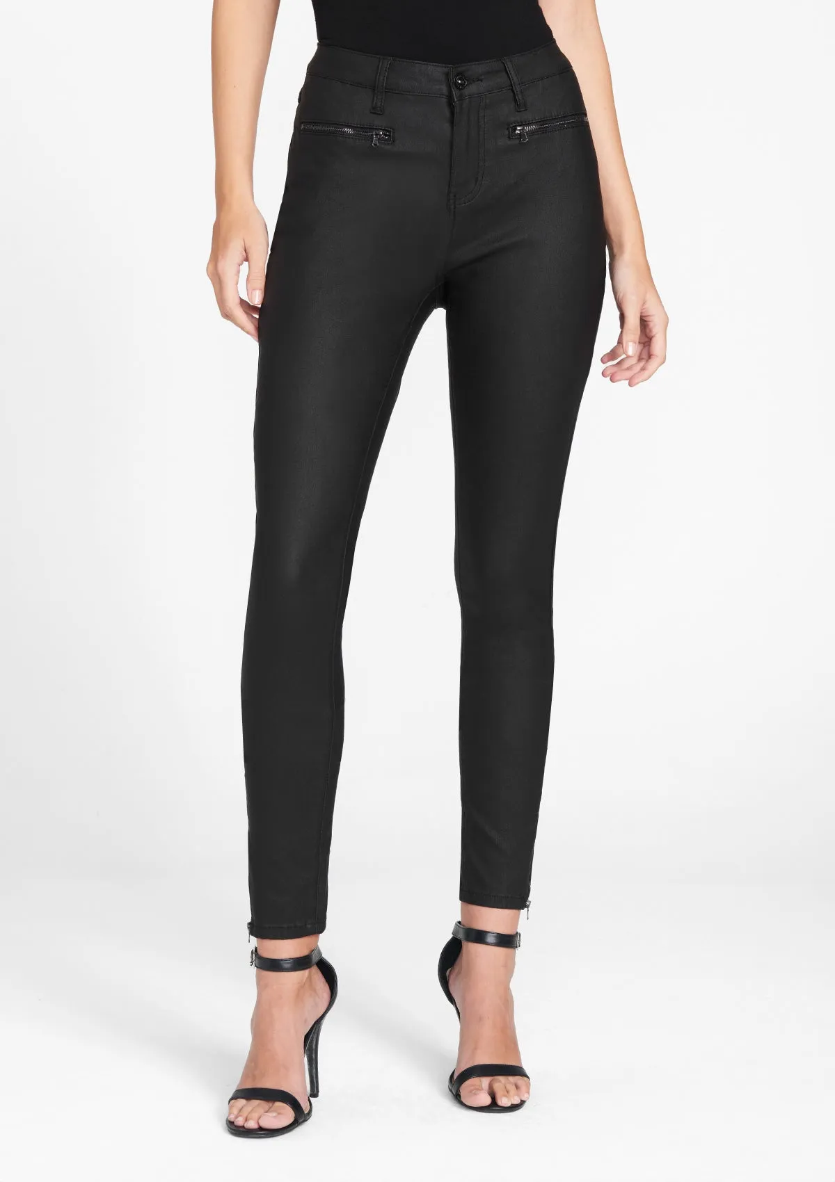 Tall Ciara Coated Moto Jeans