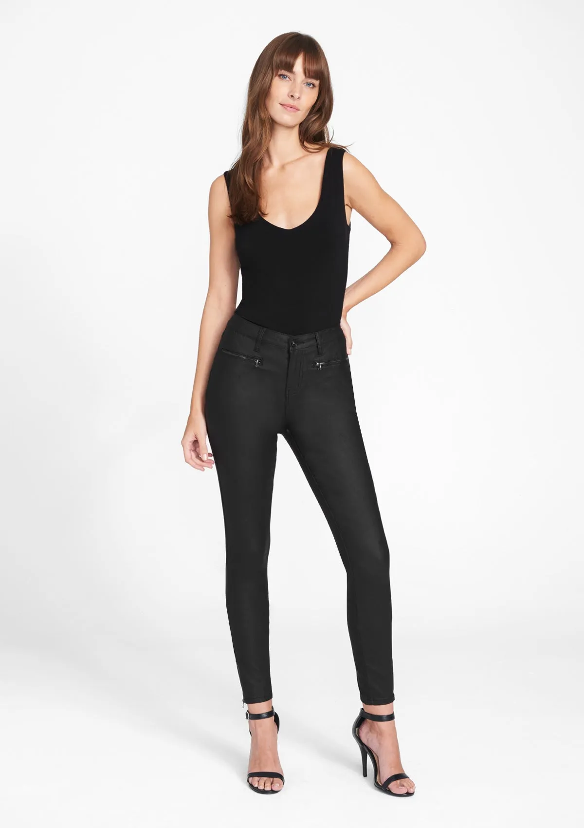 Tall Ciara Coated Moto Jeans