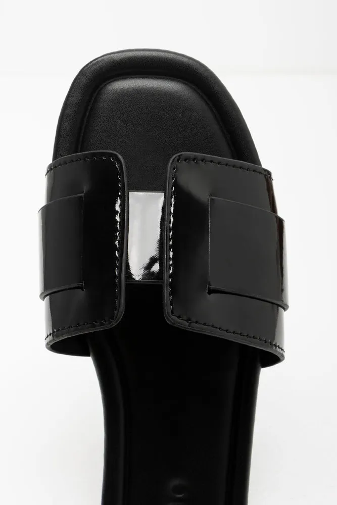 Textured Mule Sandal Black