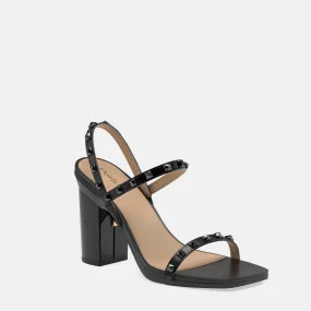 The Slingback Miranda - Coal Leather Stud   Block Heel Kit 4 Coal-FINAL SALE