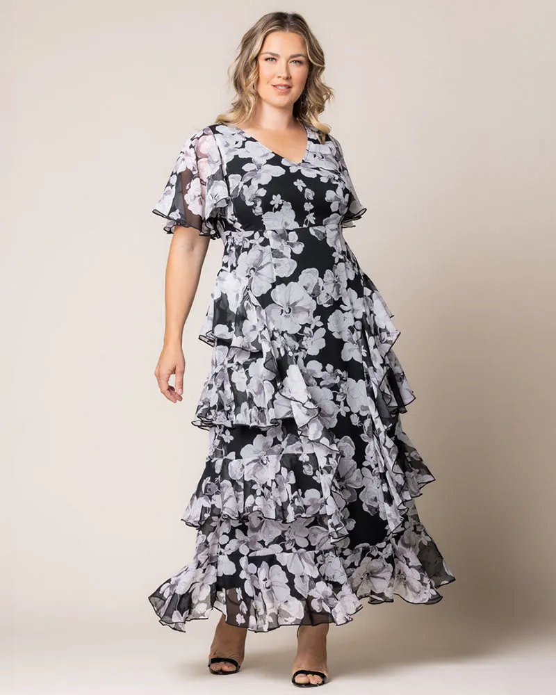 Tour de Flounce Chiffon Evening Gown