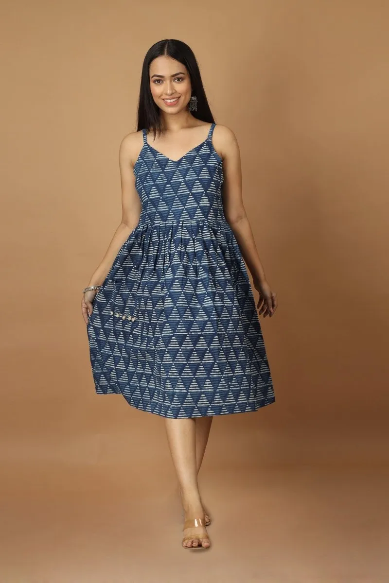 Trikona Dabu Indigo Dress