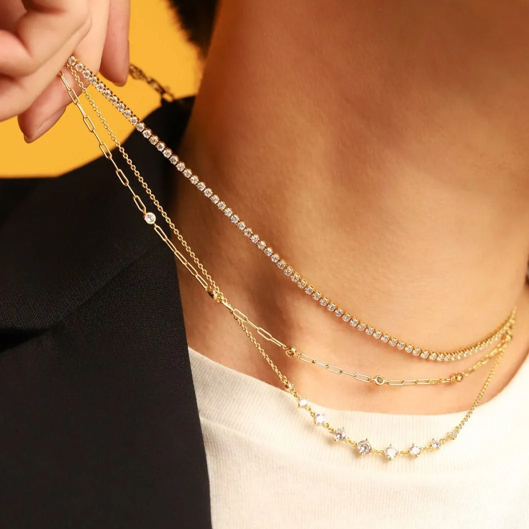 Triple Layer Tennis Necklace