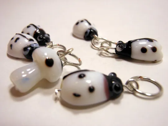 Under a Log: Set of 6 Lampwork Glass Stitch Markers