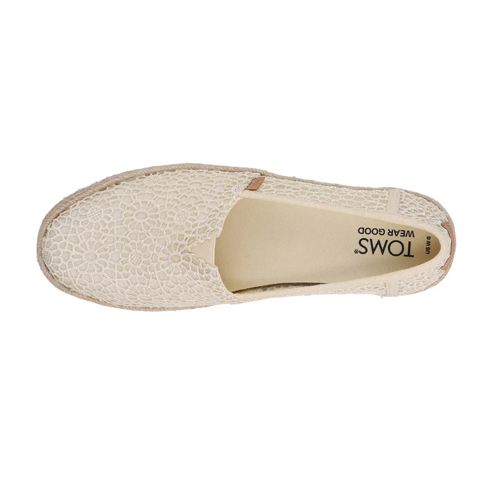 Valencia Floral Crochet Platform Espadrille Slip On Flats