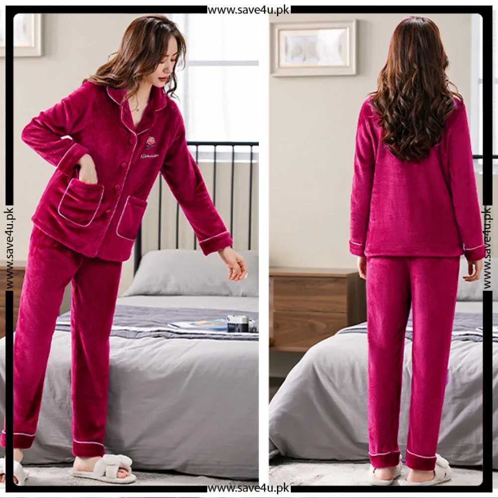 Warm Thick Fluffy Warm Winter Pajama Set