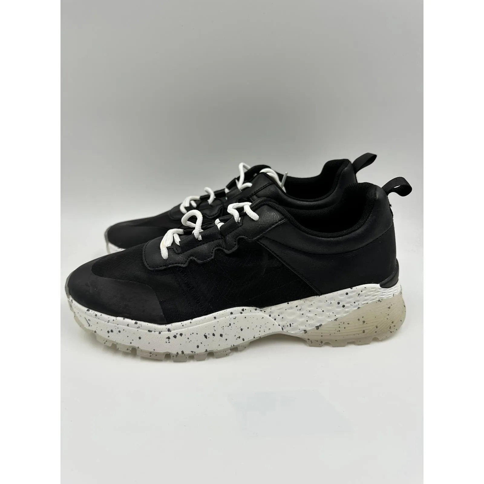 Women's Size 11, Chunky Black Sneaker with Mesh Upper Sole and Rugged Tread