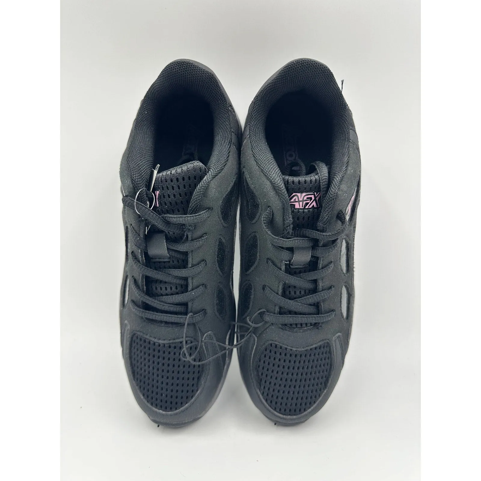 Women's Size 6, All Black Aeroflex Sneaker w/ Pink and Glitter Accents